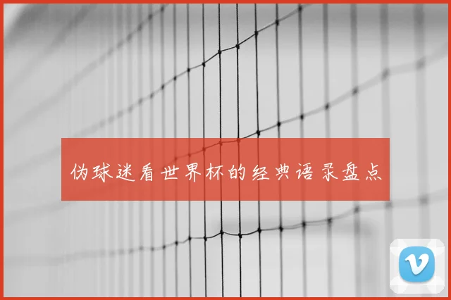 伪球迷看世界杯的经典语录盘点